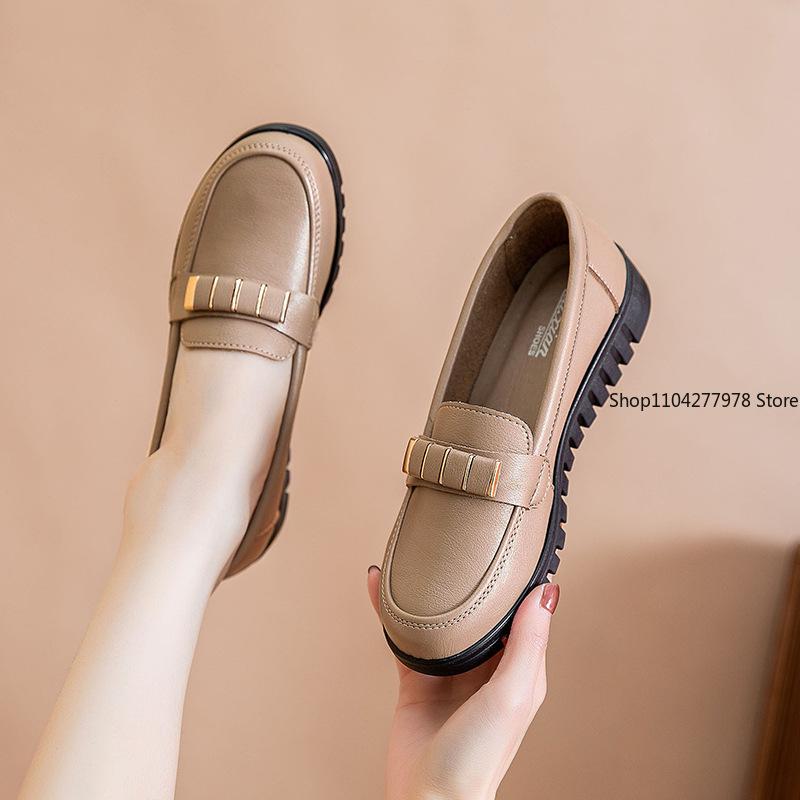 Fashion Pu Leather Women's Shoes Loafers 2025 Flats Slip On Casual Flat Shoes Women White Footwear Zapatos De Mujer Plus Size 42