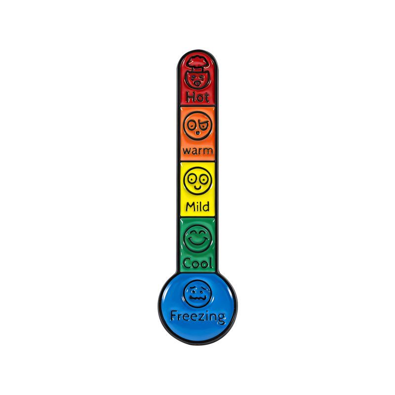 

Colorful Mood Emoji Thermometer Brooch - Creative Gift Pin in Book Packaging