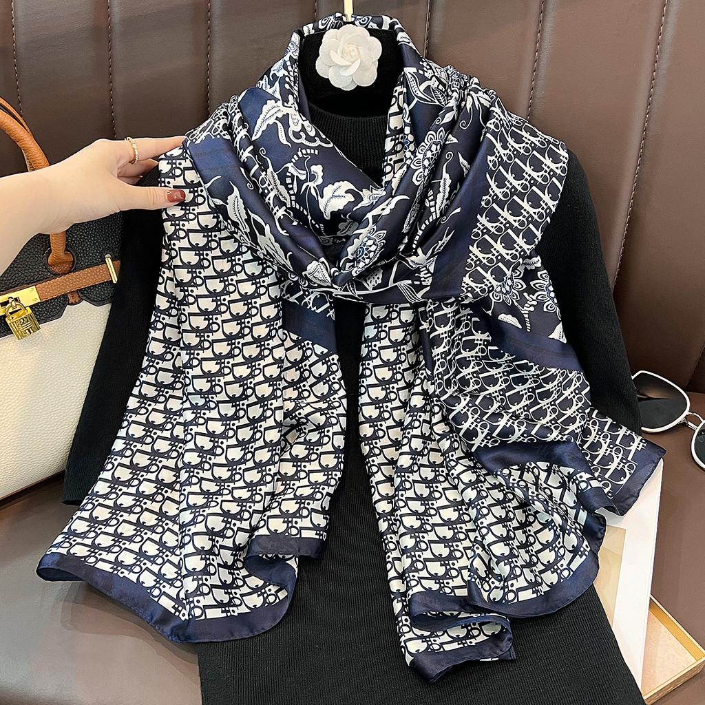 Summer new beautiful brocade long silk scarf spring and autumn Korean version fashion outer shawl office air-conditioned room to keep warm