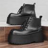 Herren Absatzschuhe Plateau Stiefel Qualität Freizeit Lederstiefel Punk Gothic Stil Klobige Stiefel Schnürung Herren Stiefeletten Botas