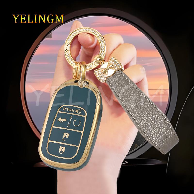5 Buttons Auto Soft Tpu Car Key Case Cover For Honda Civic Accord Hr-V Cr-V Crv   Shell Fob Holder Car Accessories