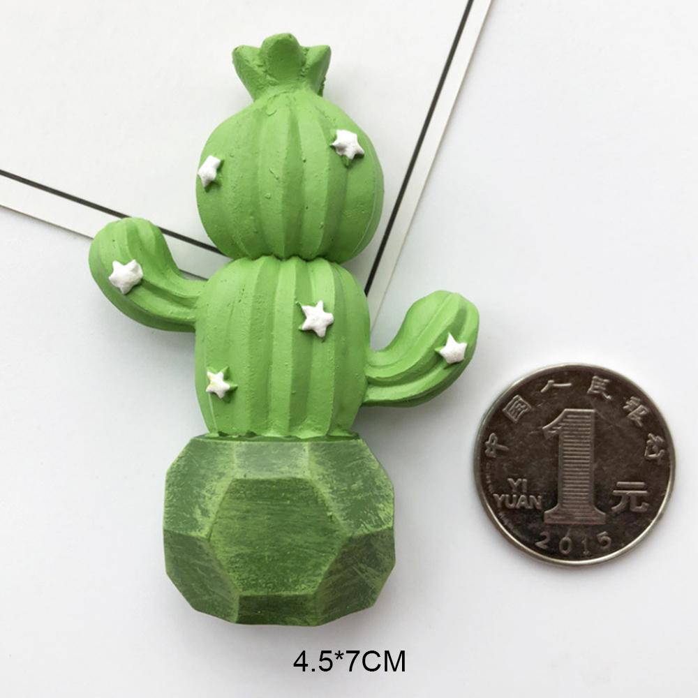 3D Summer Cactus Succulents Magnetic Refrigerator Stickers Three-Dimensional Resin Creative Message Board Notes Kitchen Design