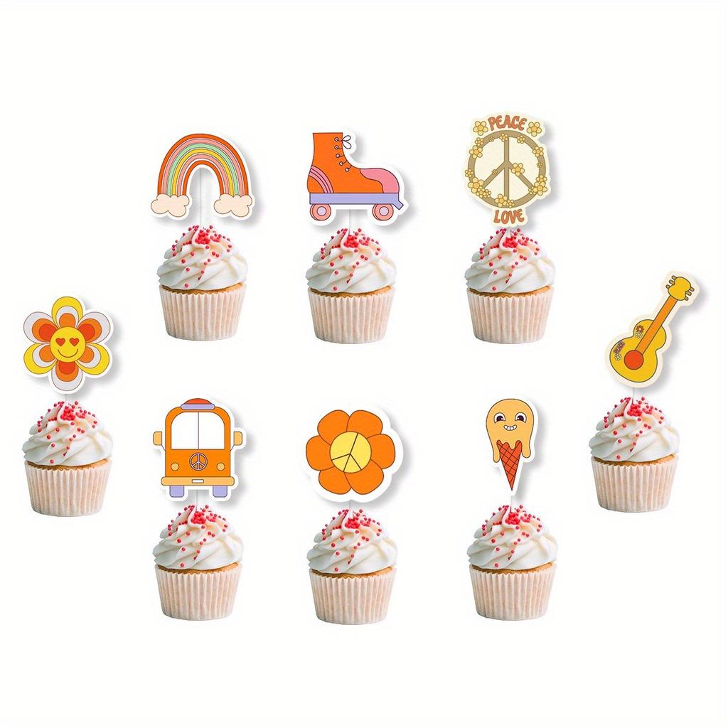 1set of 24pcs Cute DIY Disposable Cupcake Insert Flags Perfect for Birthday and Family Gathering Decor