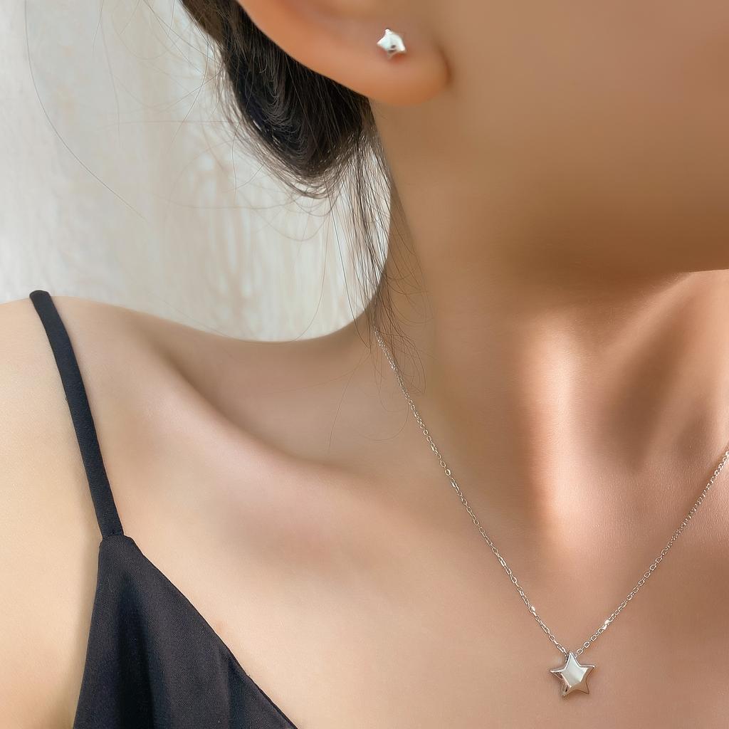 Yinshiqi S925 Sterling Silver Mini Star Pendant Necklace for Women