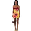 2026 European and American Floral Print Pendant Collar Casual Sexy Off-the-shoulder Slim-fit Dress Women