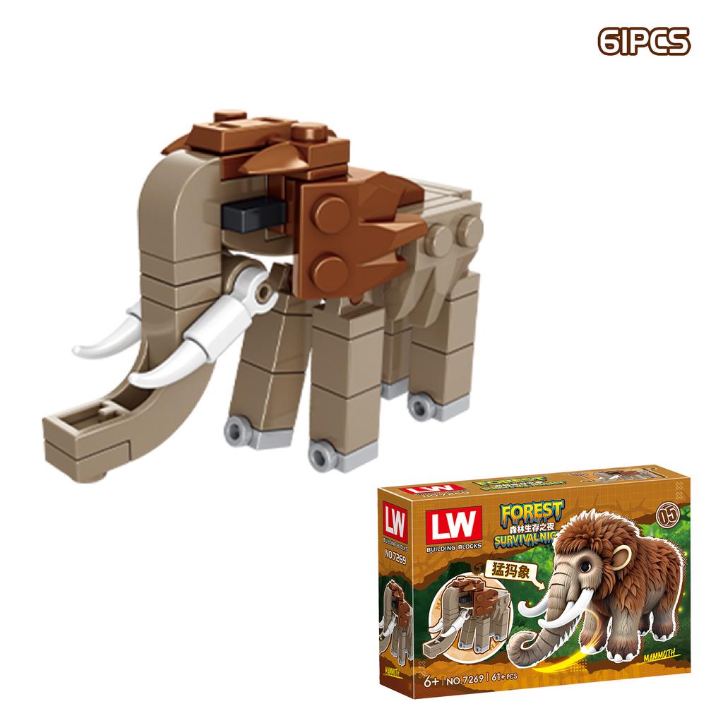 99 Nights in The Forest Building Block Horror Deer Owl Goat Cat Mammoth Loses Deer Assembled Bricks Kids Toys Gift Blind Box