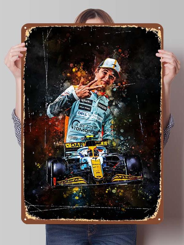 Lando Norris Racer Posters F1 Racing Metal Signs Gaming Room Decoration Custom Tin Plates for Wall Art Decoration Retro Decor
