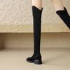 Krazing Pot Flock Autumn Winter Shoes Med Heels Size 43 Over-the-knee Boots Beauty Lady Slip on Elastic Thigh High Boots