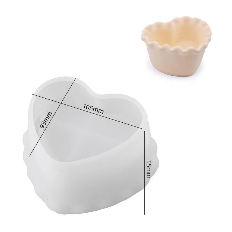 Heart Shape Candle Jar Silicone Mold Handmade Creative DIY Lace Succulent Flowerpot Creative Jewelry Concrete Resin Plaster Mold