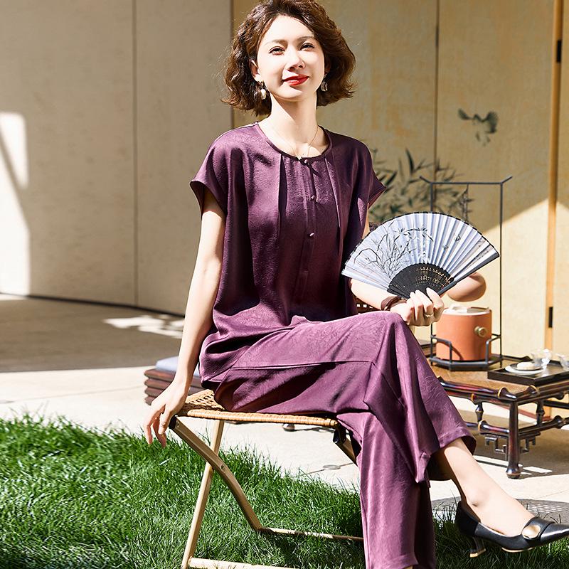 

Летняя мода мамы: Элегантный комплект-двойка для похудения для женщин среднего и пожилого возраста 5XL