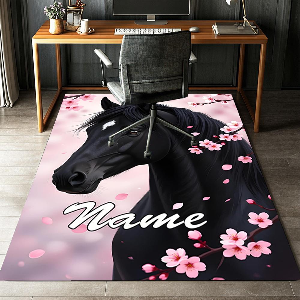 Custom Name Horse Printed Carpet,Rug for Office Chair Living Room Bedroom Kitchen Room Decor Gifts.