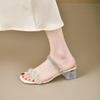 Fashion 2025 Summer New Arrival Women's Crystal Rhinestone Chunky Heel Sandals - Stylish Open Toe Mules for  Dresses & Casual Outfi