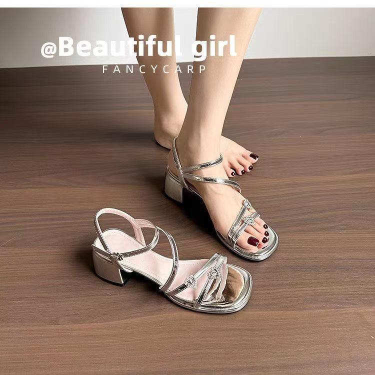 

Женские элегантные босоножки на высоком каблуке, модные туфли с открытым носком и толстым каблуком, повседневные летние туфли для отдыха на природе 35