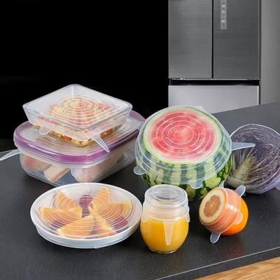 SHOP-STORY - Pack of 6 Universal Stretchable Food Grade Silicone Lids For Square, Rectangular or Oval Containers