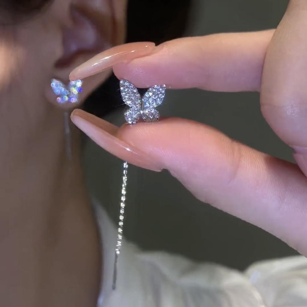 New Full Inlaid Colorful Zircon Christmas Tree Tassel Earrings Women's Fashion Personality Earrings Party Jewelry Christmas Gift