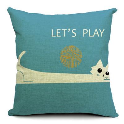 Cute Cartoon Cat Cushion Cover Cat Cotton Linen Pillow Case Sofa Decorative Pillowcase Home Accessories Animal Pillow Cover