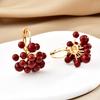 Autumn and winter new red retro pearl earrings fashion festive temperament versatile stud earrings Ankola red fireworks earrings