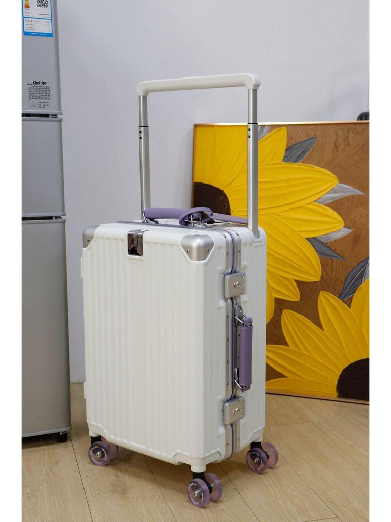 2025 Leather Travel Suitcase Set: 24"/28" Trolley with Combination Lock, Women’s Wear-Resistant Carry-On.