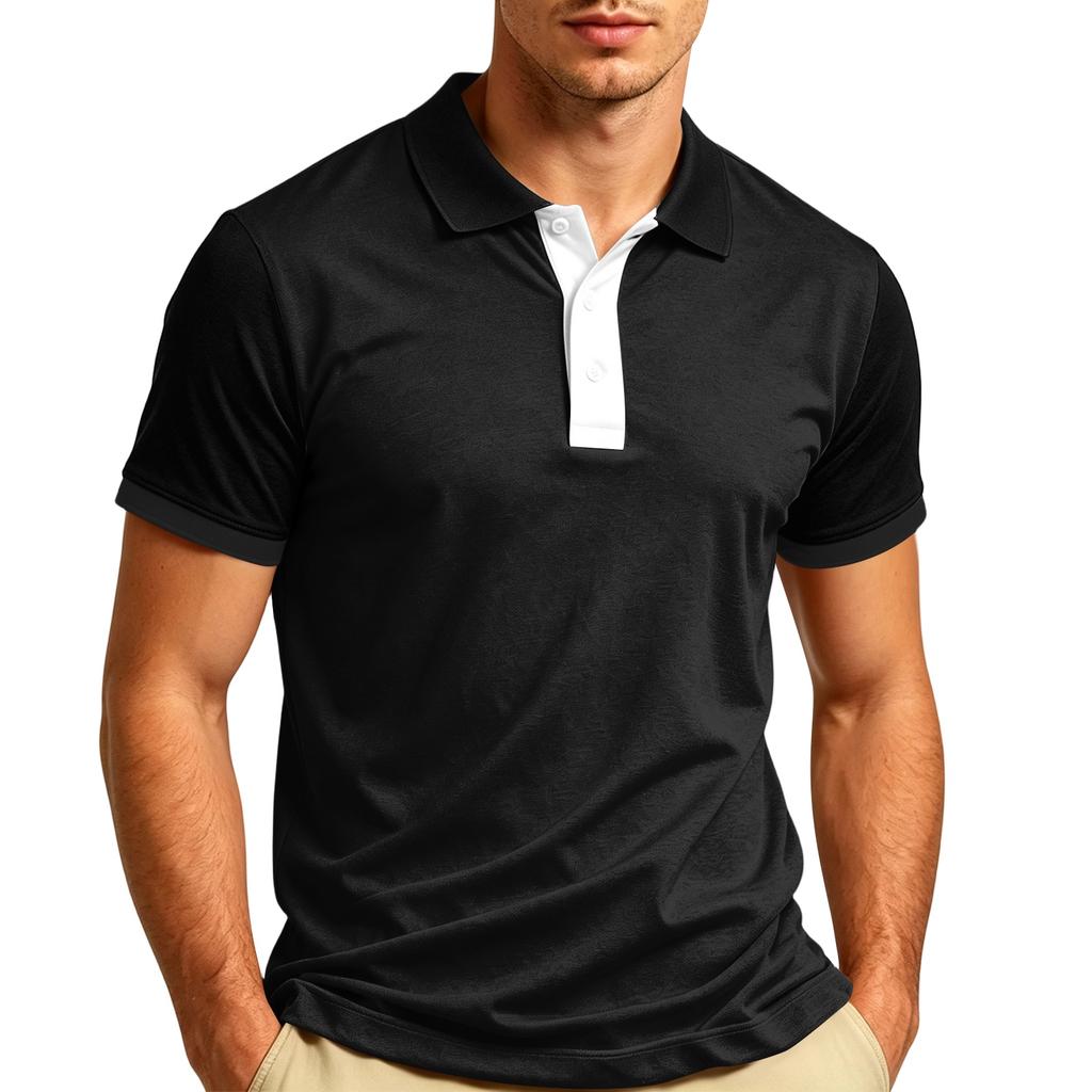 Maglietta Polo Casual da Uomo a Manica Corta con Collo T-shirt Tessuto Leggero Traspirante Morbido Top Estivo