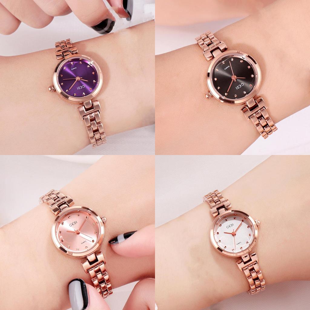 Gedi Rose Gold Ladies Watch With Sparkling Embellishments Water Resistant For Casual Wear