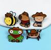 Cute Japanese Style Frog & Bee Metal Brooch - Small Animal Lapel Pin for Bags & Clothes