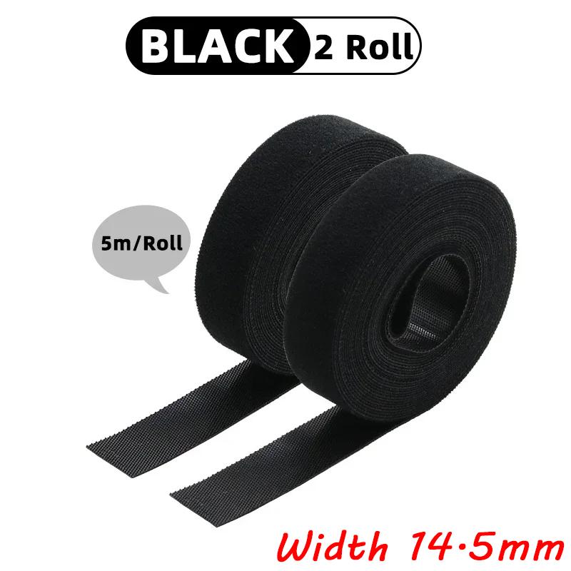 5M/Roll Width 10-20mm Black Cable Organizer USB Cable Winder Management Nylon Free Cut Ties Mouse Earphone Cord Cable Ties 2Pcs
