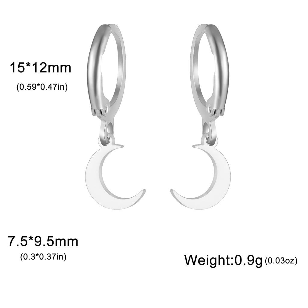 Moon Star Drop Earrings for Women Gold Stainless Steel Hoop Earrings Simple Fashion Jewelry Gift