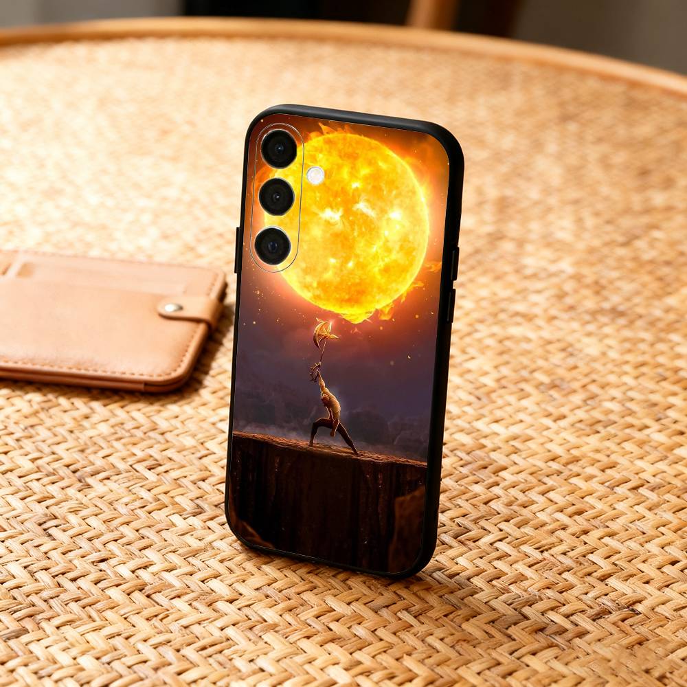 E-Escanor S-Sun Cartoon Phone Case For Samsung  A73,72,71,A52,51,40,41,A22,A32,31,A13, Soft Black Shell
