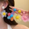 Sunflower Multi-colored Ear Accessories Raffia Flower Ear Drop Handmade Wood Drop Earrings Daily