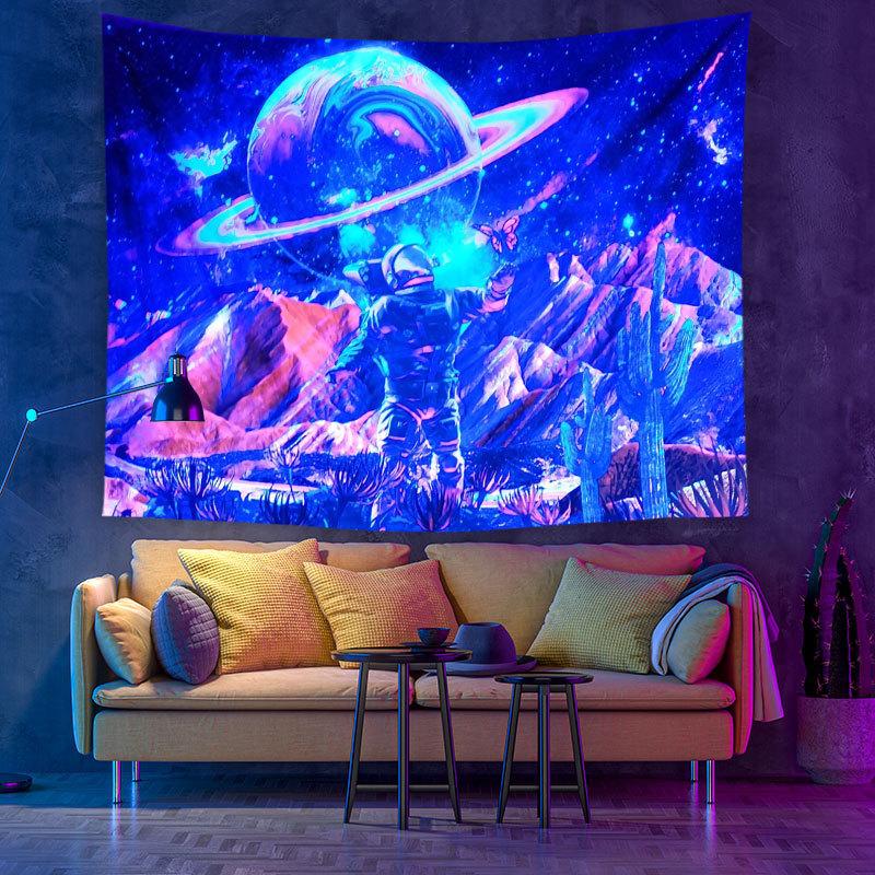 УФ-флуоресцентный гобелен с принтом астронавта и планеты — фото 7