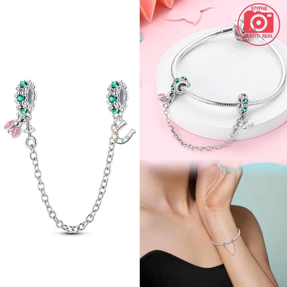 New Copper Colors Pink And Purple Butterfly Safety Chain Pendant Fit Copper Colors Original Bracelets Diy Birthday Jewelry Gift