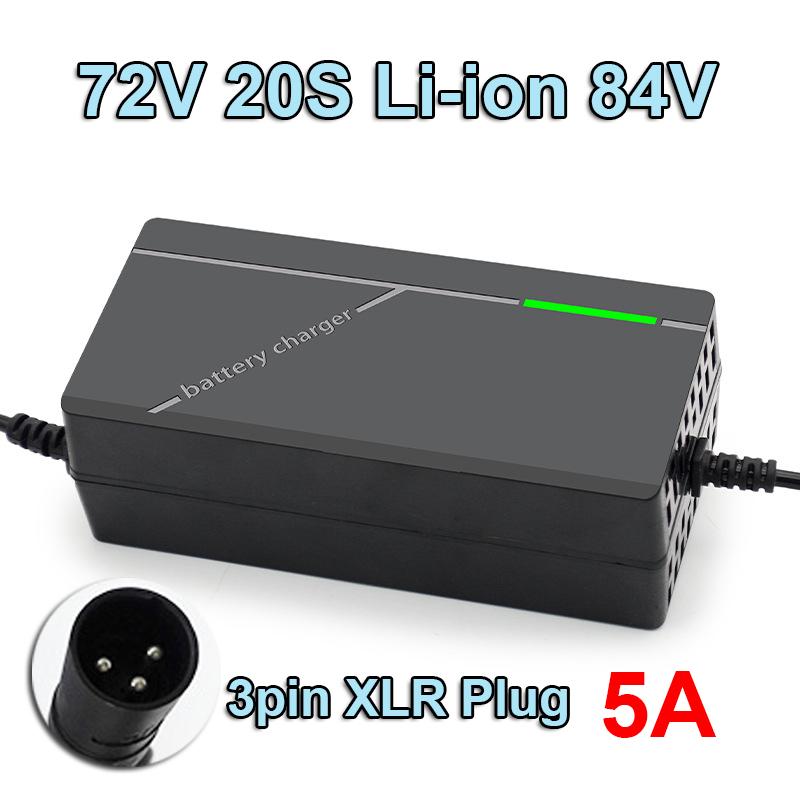 EU Plug 72V 5A Lithium Battery Charger For 20S 84V Li-ion Battery Pack Electric Vehicle Motorcycle Tricycle Smart Charging