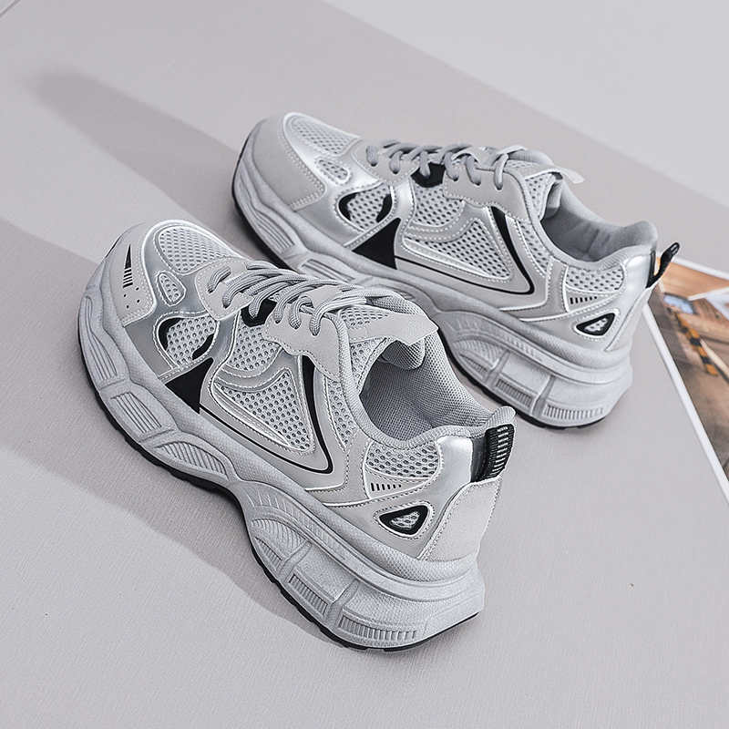 Fashion Ecoleather Thick Heel Sneakers For Women Heels 44 Massive Shoes Sport Vietnam Famous Brands Luxery Styling Original Gym