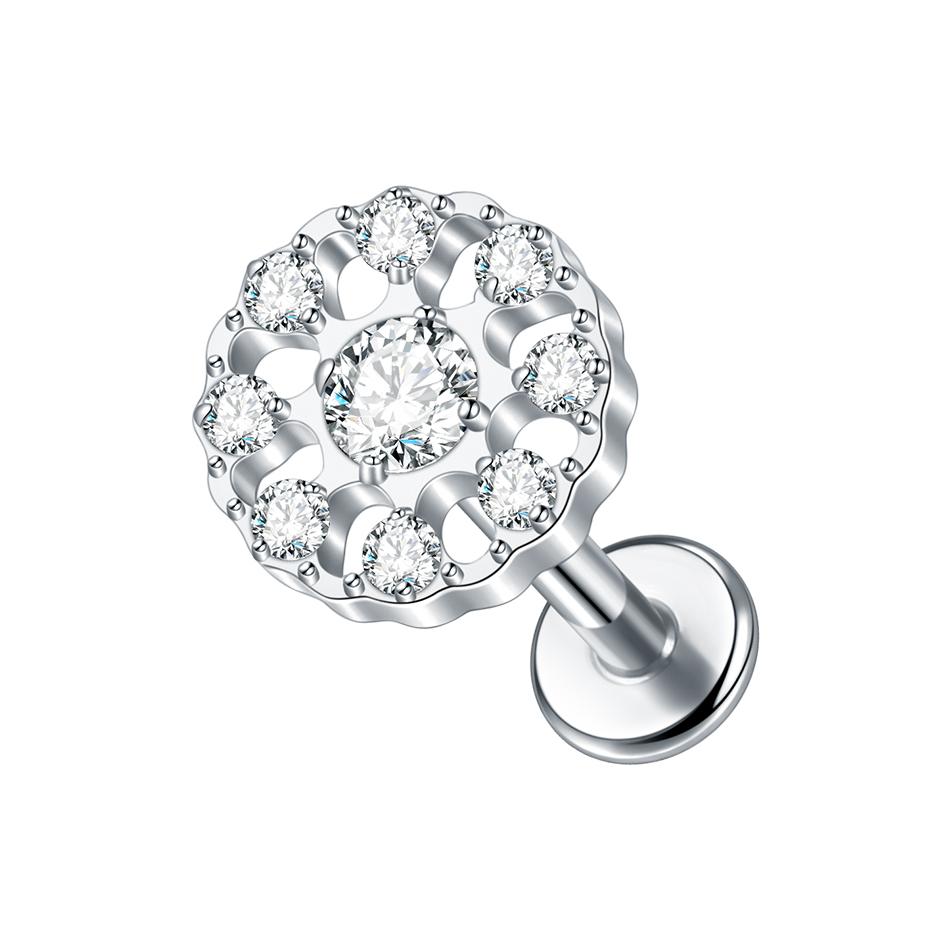 1Pc G23 Titanium Cz Crystal Ear Cartilage Tragus Helix Daith Piercing Internal Thread Lip Stud Labret Piercing Body Jewelry 16G