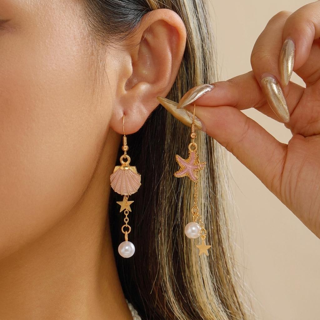

Light Luxury Rhinestones Seahorse Pendant Earrings for Women Personality Blue Enamel Marine Animal Earrings Summer Jewelry