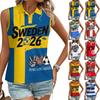 Women Sleeveless Polo Shirt Button Down Collar Casual Letter Print Slim Fit Summer Top for Outdoor Activities