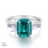 Jiu Mei Emerald Cut Zircon & High Carbon Diamond Ring In S925 Sterling Silver