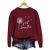 European & American 'Just Breathe' Dandelion Print Sweatshirt - Women's Casual Fashion Top