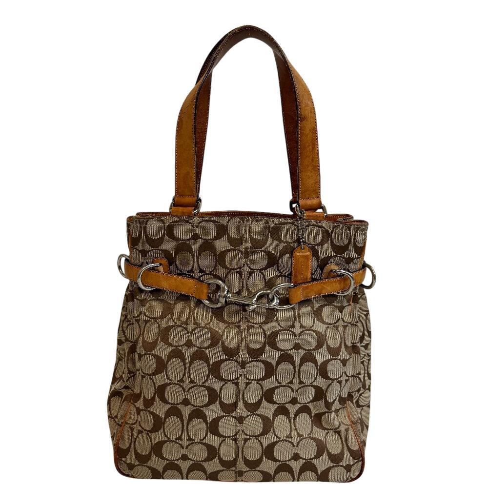 COACH 6352 Hand Shoulder Signature Jackie canvas Tote Bag Brown canvas Women Used