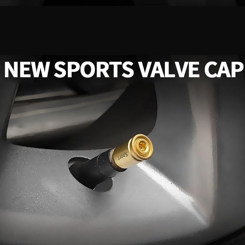 Zinc Alloy Valves Stem Caps Cover, 4Piece Set, with Airtights Rubber Seal Leak Proof for Wheels Motorbike Secure Parking