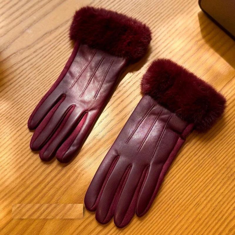 C 79819 Mink Leather Gloves Imitation Mink Hair Mouth Leather Gloves Yama