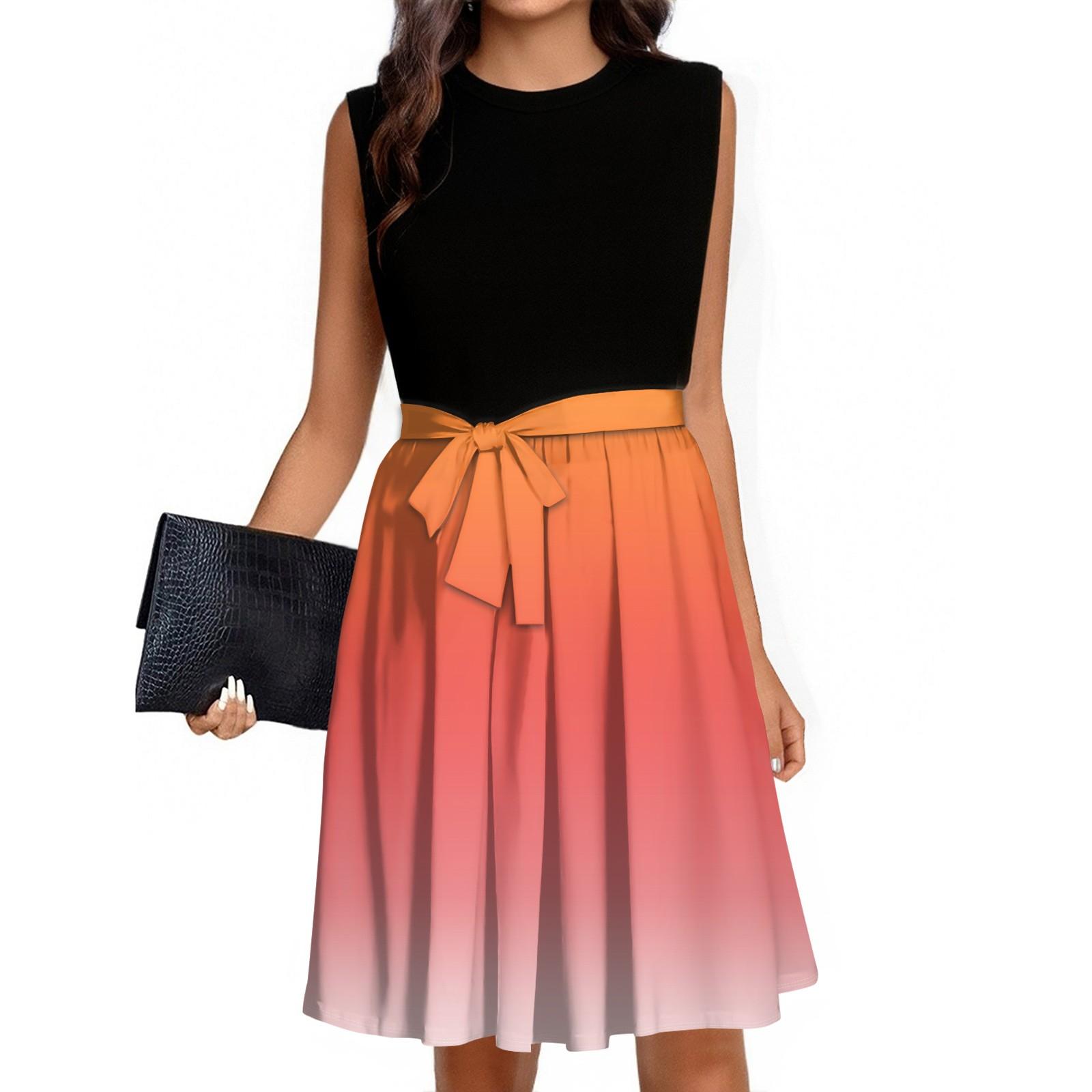 

Женское модное повседневное короткое платье без рукавов со шнуровкой и круглым вырезом XXL чёрный