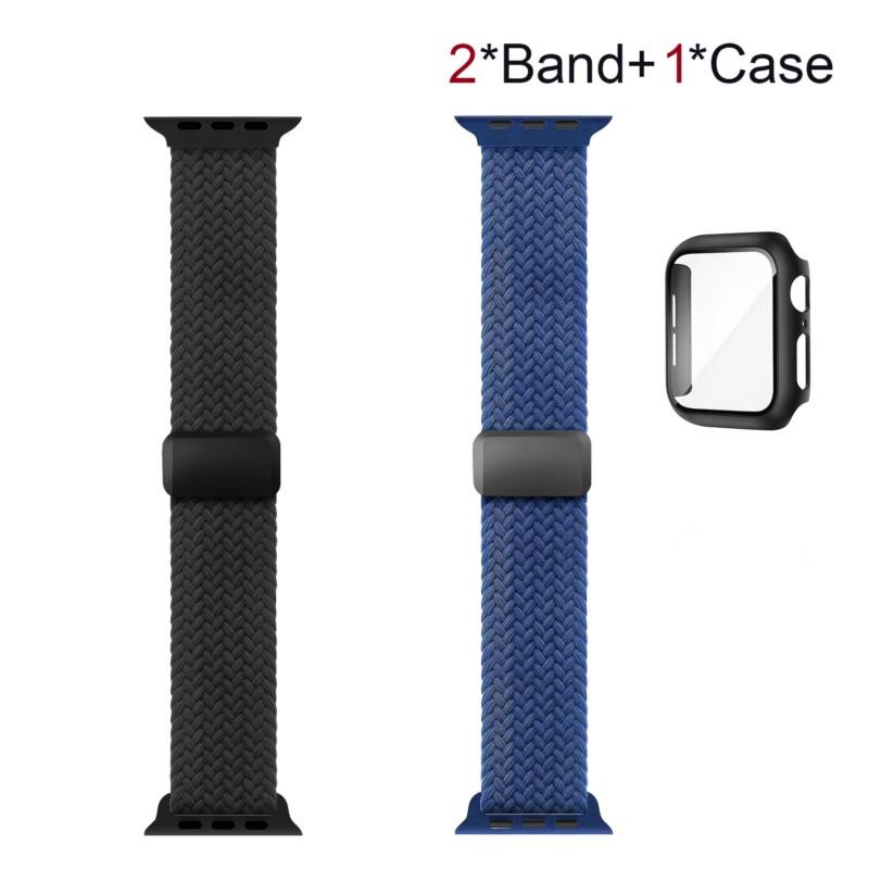 Case+Braided Strap For Apple Watch Bands 40mm 45mm 41mm 44mm 46mm 42mm magnetic correa Bracelet iWatch series se 3 6 7 8 9 10 11