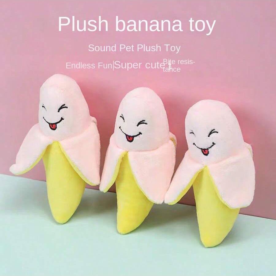 A Yellow Imitation Fruit Banana Plush Sound Toy Designed for Cats and Dogs Suitable Designed for Indoor and Outdoor Play Chewing Toys and Supplies