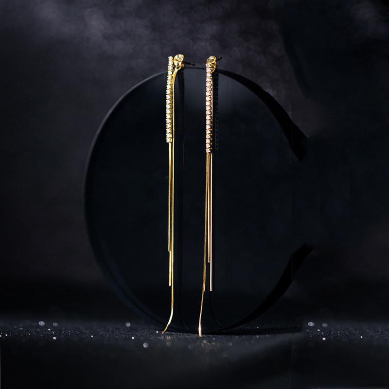 Trendy Long Copper Earrings With Fringe Perfect For A Slimming Look