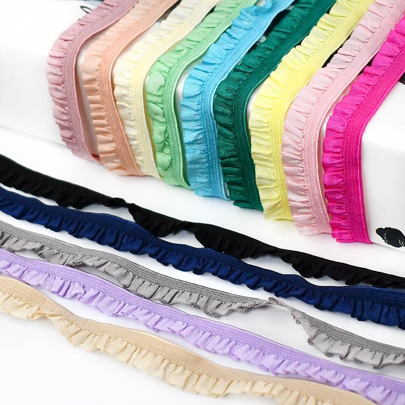 5-30Meters Meetee 10mm Elastic Bands Garment Stretch Ruffled Lace Trim Hairband Rubber Tapes DIY Clothing Sewing Accessories