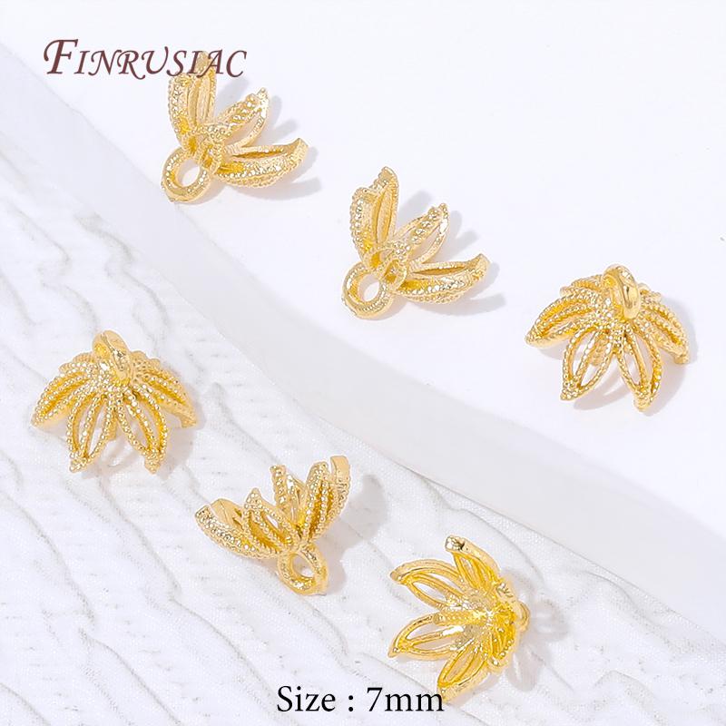 

18K Gold Plated Hollow Filigree Flower Bead Caps with Pearl Mounting,Lotus Flower Charms Pendant For DIY Jewelry Making Supplies 5 pieces