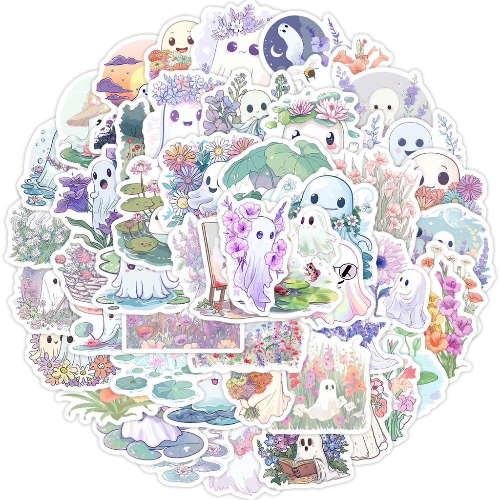 50 Cartoon Ghost Doodle Stickers Mobile Phone Computer Waterproof Decorative Stickers DIY Cute Ghost Stickers