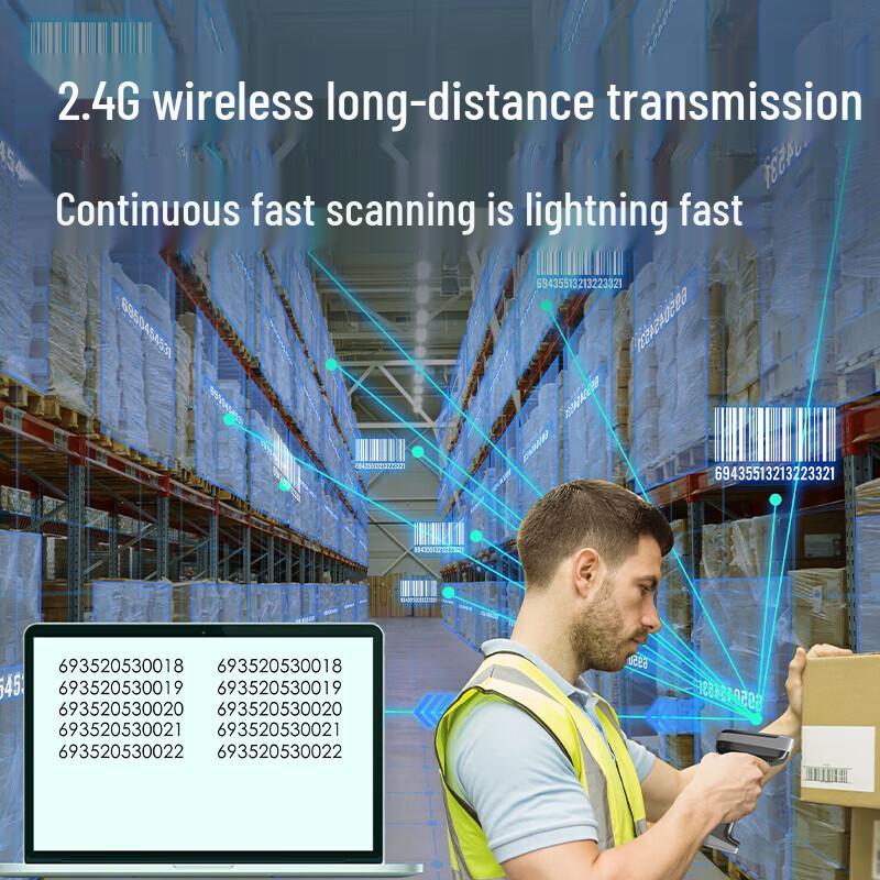 Deli AA386W Wireless 1D/QR Barcode Scanner