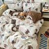 Cartoon Pattern Printed Super Soft Bedding Sets Washed Cotton Cozy Breathable Bedsheet with Pillowcase Adult Child Comfort Set